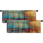Emvency 2 Pack Valances Window Treatments, Blue and Orange Vintage Messy Rust Blackout Drapes Adjustable Curtain Valances for Wi