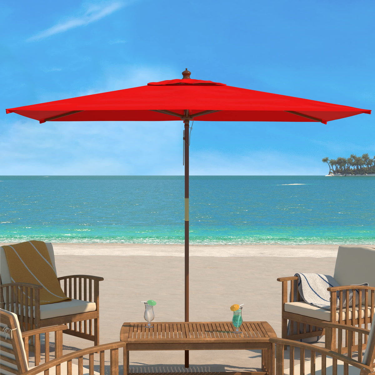 Safavieh PAT8309D Outdoor Collection PAT8309 Umbrella, Red