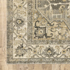 HomeRoots Polypropylene 2’ x 8’ Beige and Gray Traditional Medallion Indoor Runner Rug