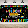 Welcome Back To School Backdrop Banner Decorations, Large Fabric Welcome Back To School Bulletin Board Decorations, Welcome Back