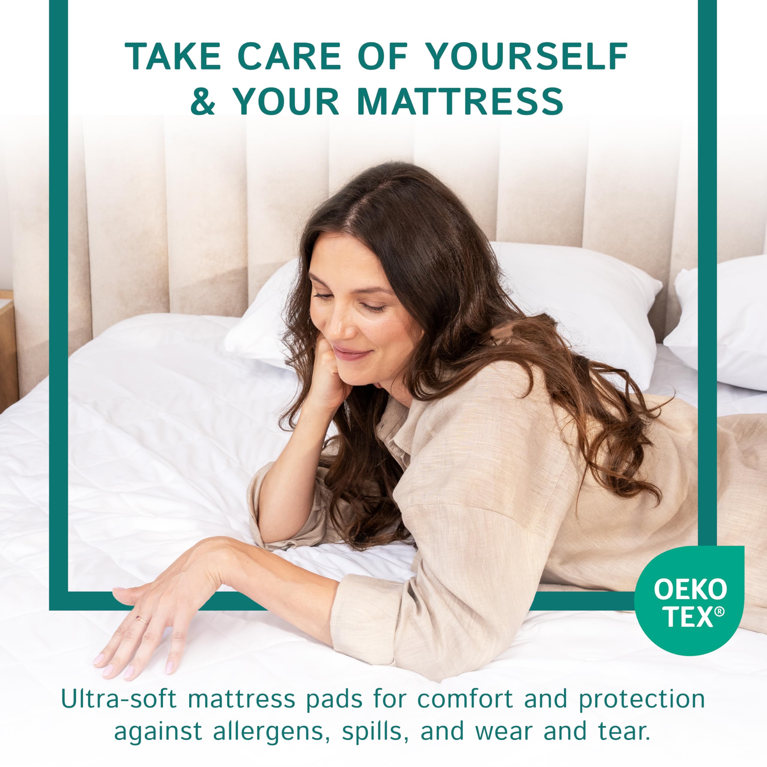 California King Size Waterproof Mattress Pad - Fitted Mattress Protector With Quilted Pillow Top Mattress Topper - Premium Quali