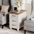 Wampat End Table With Charging Station, White Side Table With Storage Cabinet And Drawer, Wood Nightstand With Power Outlets & Usb Ports For Bedroom, Living Room