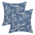 Fall Pillow Covers 18X18 Navy Blue Cream Pumpkin Decor Throw Pillows Case For Couch Maple Leaves Autumn Harvest Thanksgiving Far