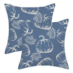 Fall Pillow Covers 18X18 Navy Blue Cream Pumpkin Decor Throw Pillows Case For Couch Maple Leaves Autumn Harvest Thanksgiving Far