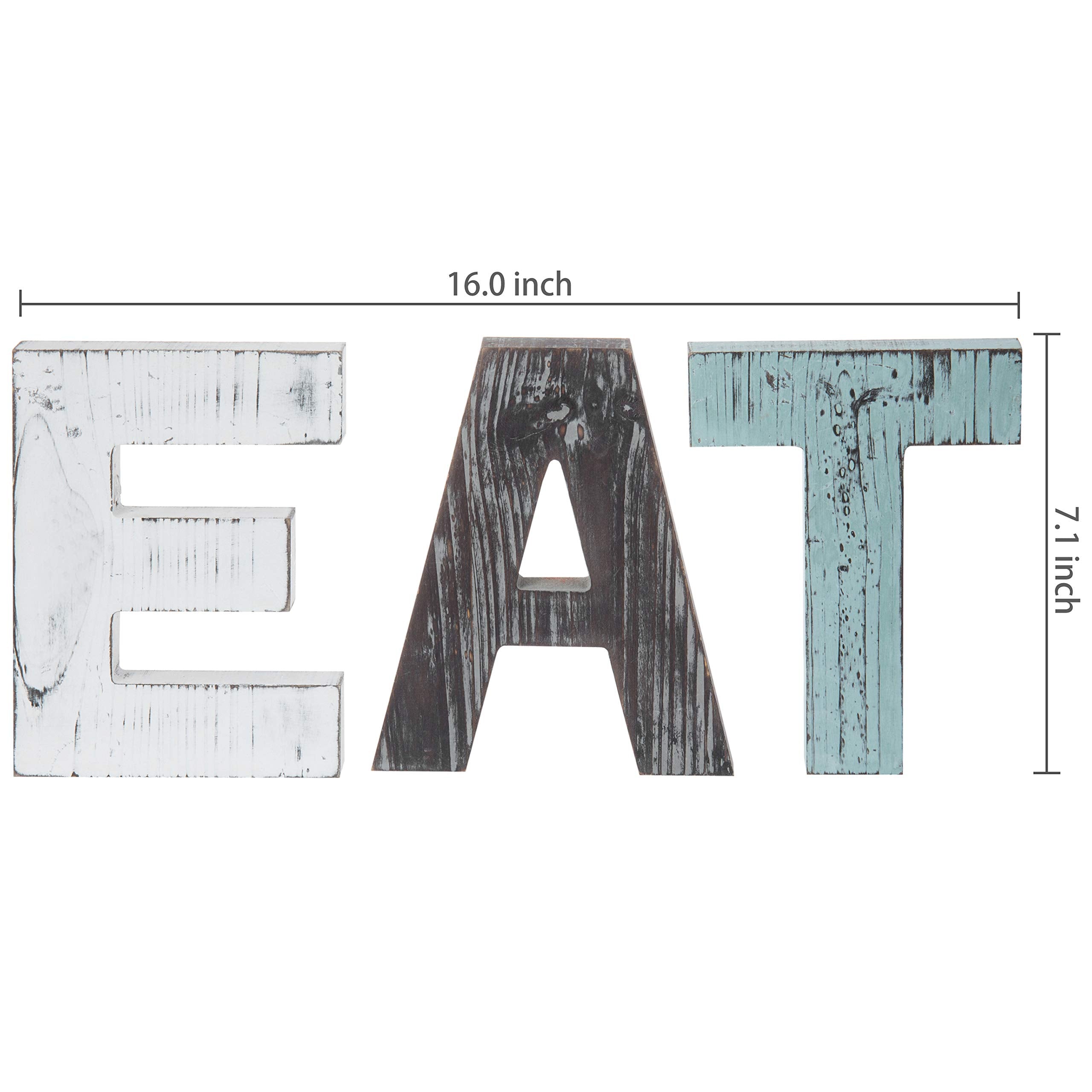 Mygift Wall Mounted Multicolored Solid Wood Letter Eat Cutout Block Wall Sign, Rearrange Letters To Tea, Kitchen Farmhouse Above