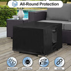 Outdoorlines Outdoor Waterproof Patio Ottoman Covers - Square Uv-Proof Patio Side Table Cover Windproof Heavy-Duty Furniture Covering Protector 25L X 25W X 17H Inch, Black