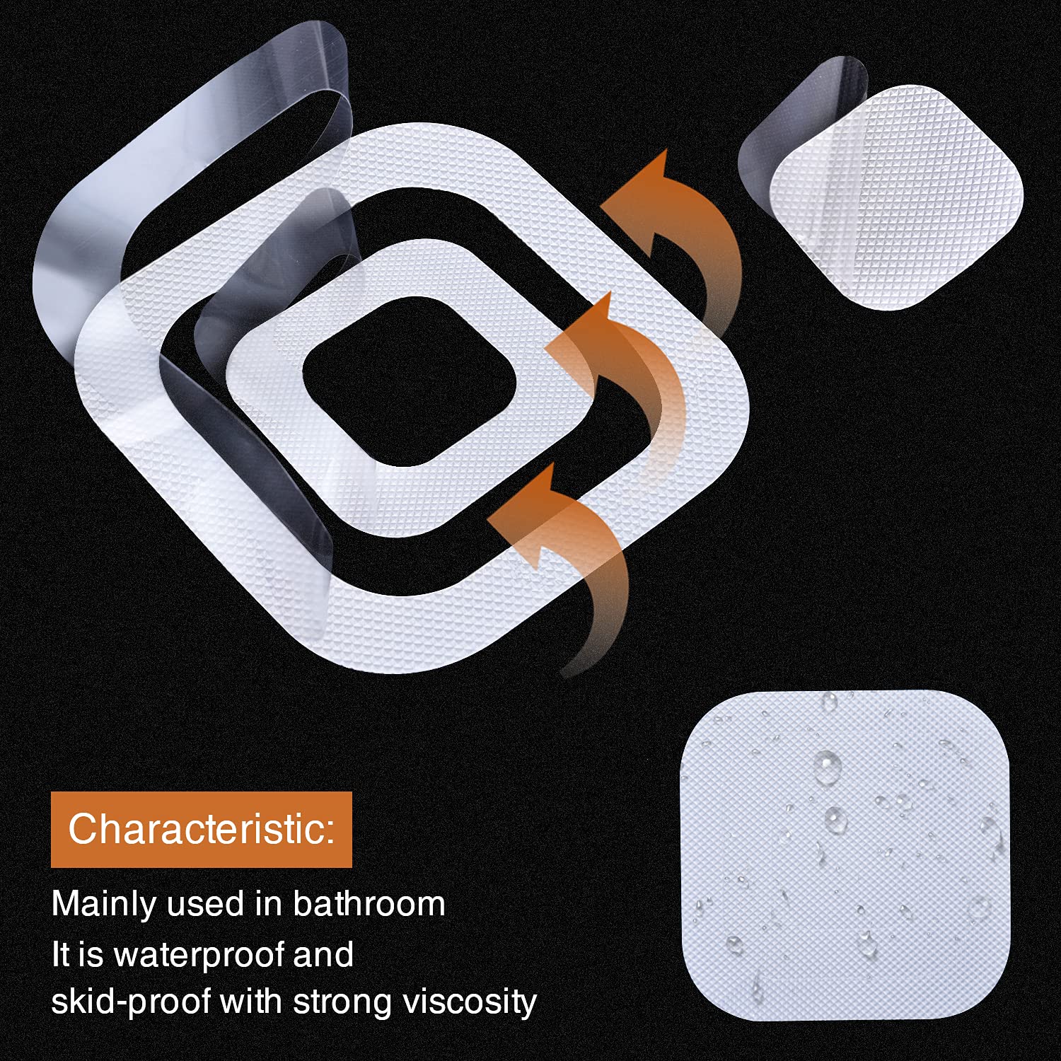 Secopad Non-Slip Bathtub Stickers, 72 Pcs Safety Bathroom Tubs Showers Treads Adhesive Decals With Scraper (White)