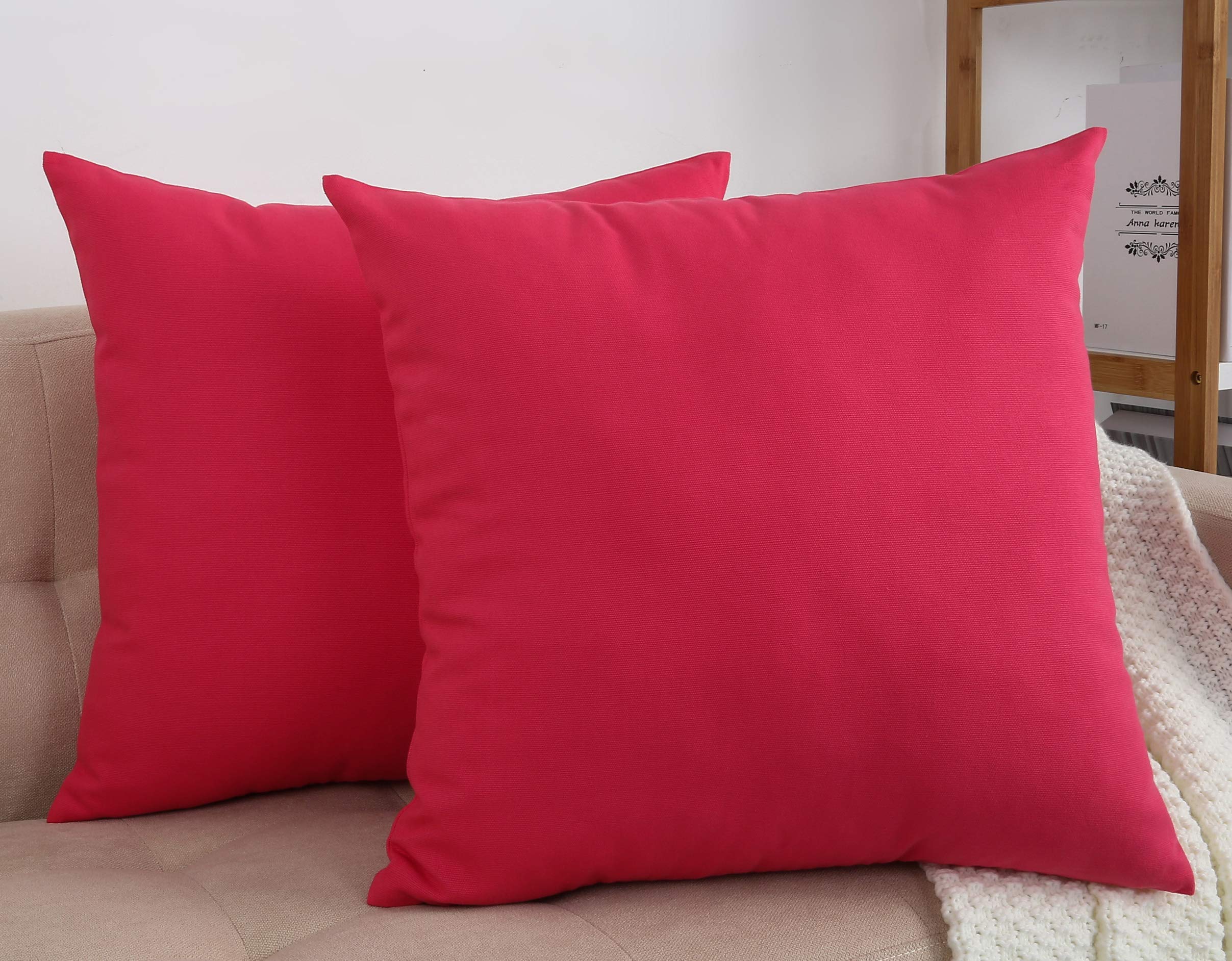Tangdepot Cotton Solid Throw Pillow Covers, 12' X 12' , Watermelon Red, 1 Count (Pack Of 1)