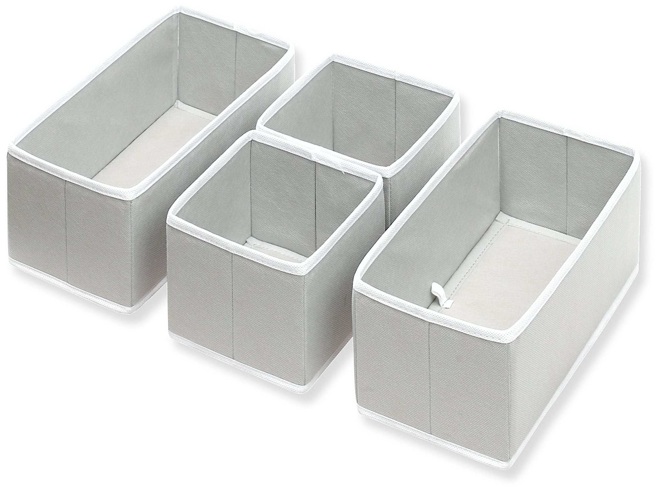 Simple Houseware Underwear Organizer Set of 4, Gray - Collapsible Drawer Storage for Socks, Bras, Undergarments, and Panties