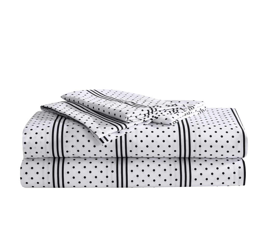 Betsey Johnson - King Sheets, Silky & Lightweight Bedding, Fade & Wrinkle Resistant (Dots & Stripe, King)