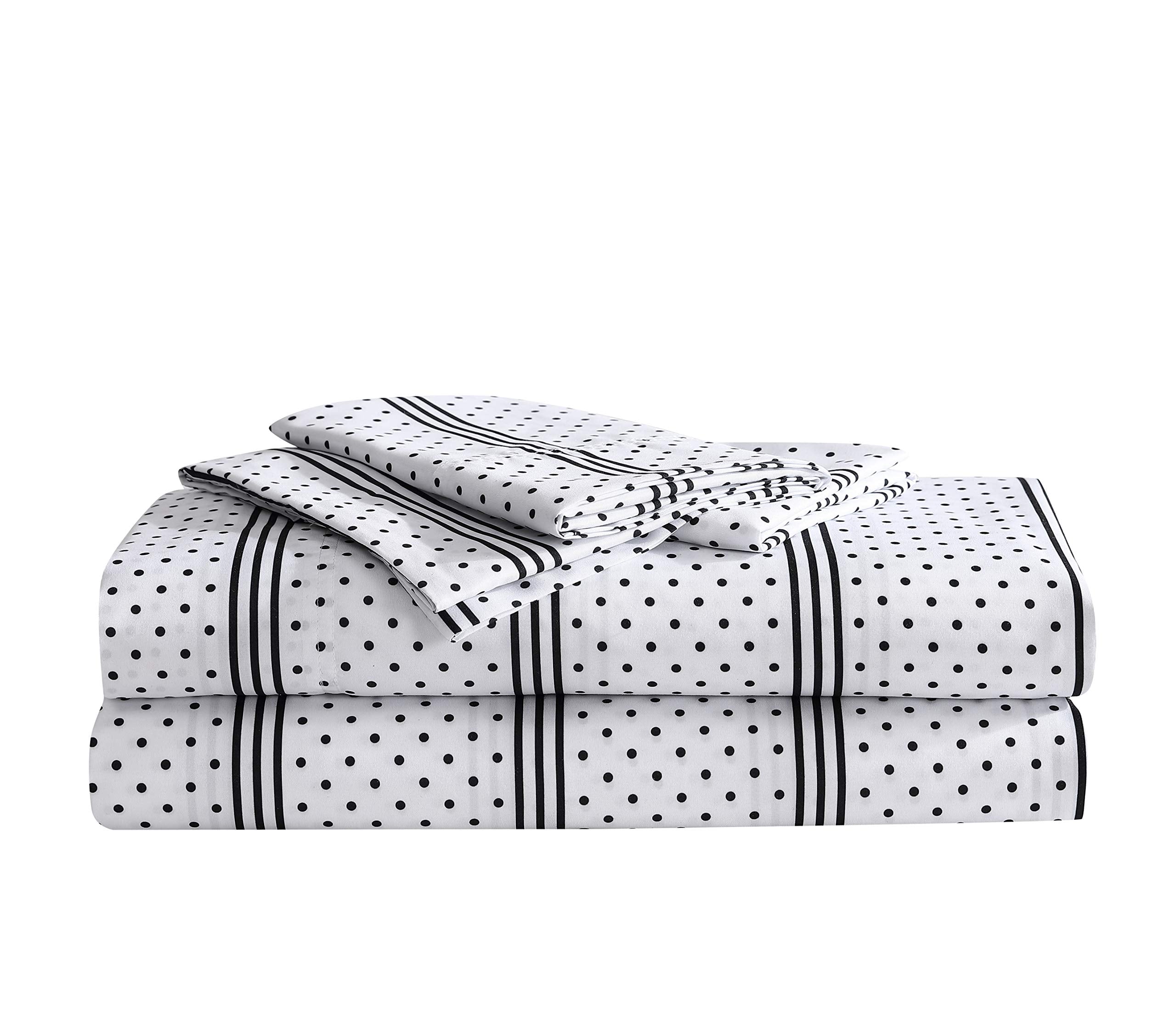 Betsey Johnson - King Sheets, Silky & Lightweight Bedding, Fade & Wrinkle Resistant (Dots & Stripe, King)