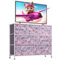 WLIVE 7 Drawer Dresser TV Stand, Entertainment Center, Media Console Table with Wood Top for TV up to 45 inch, Chest of Drawers 