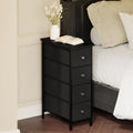 Fixwal Narrow Storage Cabinet, Dresser with 4 Drawers, Slim Fabric Dresser Storage Tower for Small Spaces, Black Dresser with St