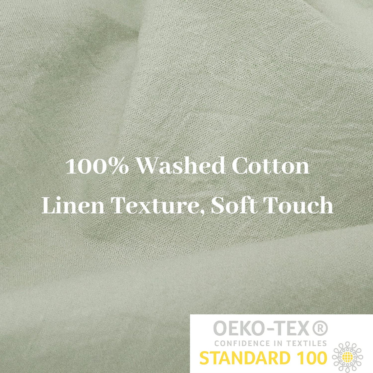 Nexhome Pro Duvet Cover Set California King Linen Feel Textured Organic Natural 100% Washed Cotton Duvet Cover 3 Pieces Bedding Set Zipper Closure, Breathable, Soft, Sage Green (No Comforter)