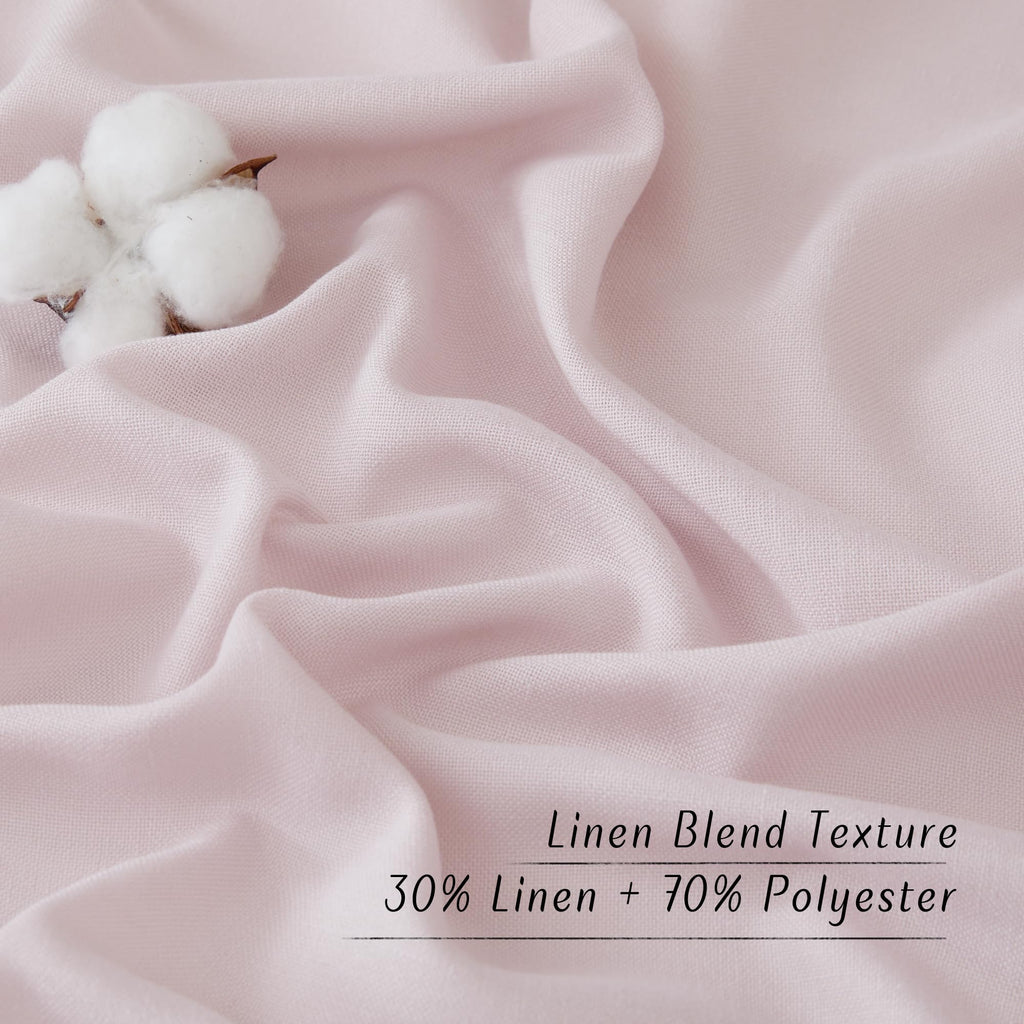 Nicetown Linen Blush Pink Curtains For Girls Room, Grommet Thick Flax Linen Window Treatments Privacy Assured With Light Filtering For Bedroom/Kids Room, 2 Panels, W55 X L84