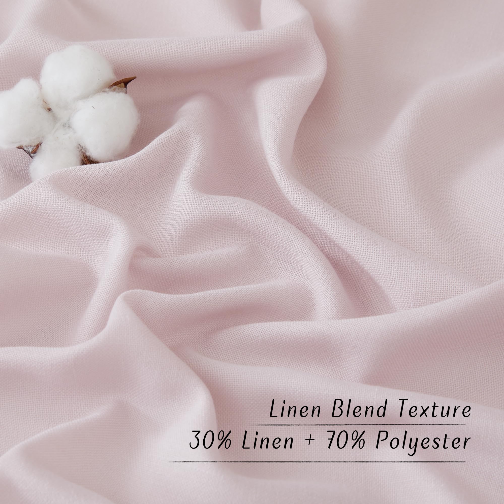 Nicetown Thick Linen Blush Pink Curtains 2 Panels For Kids Room, Grommet Flax Linen Privacy Added With Light Filtering Window Treatments For Bedroom/Living Room, W55 X L96
