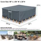 Square Patio Furniture Covers, Waterproof Outdoor Furniture Cover, 500D Heavy Duty, All Weather Protection Patio Covers For Outdoor Dining Table Set, 98' L X 98' W X 29' H -Grey
