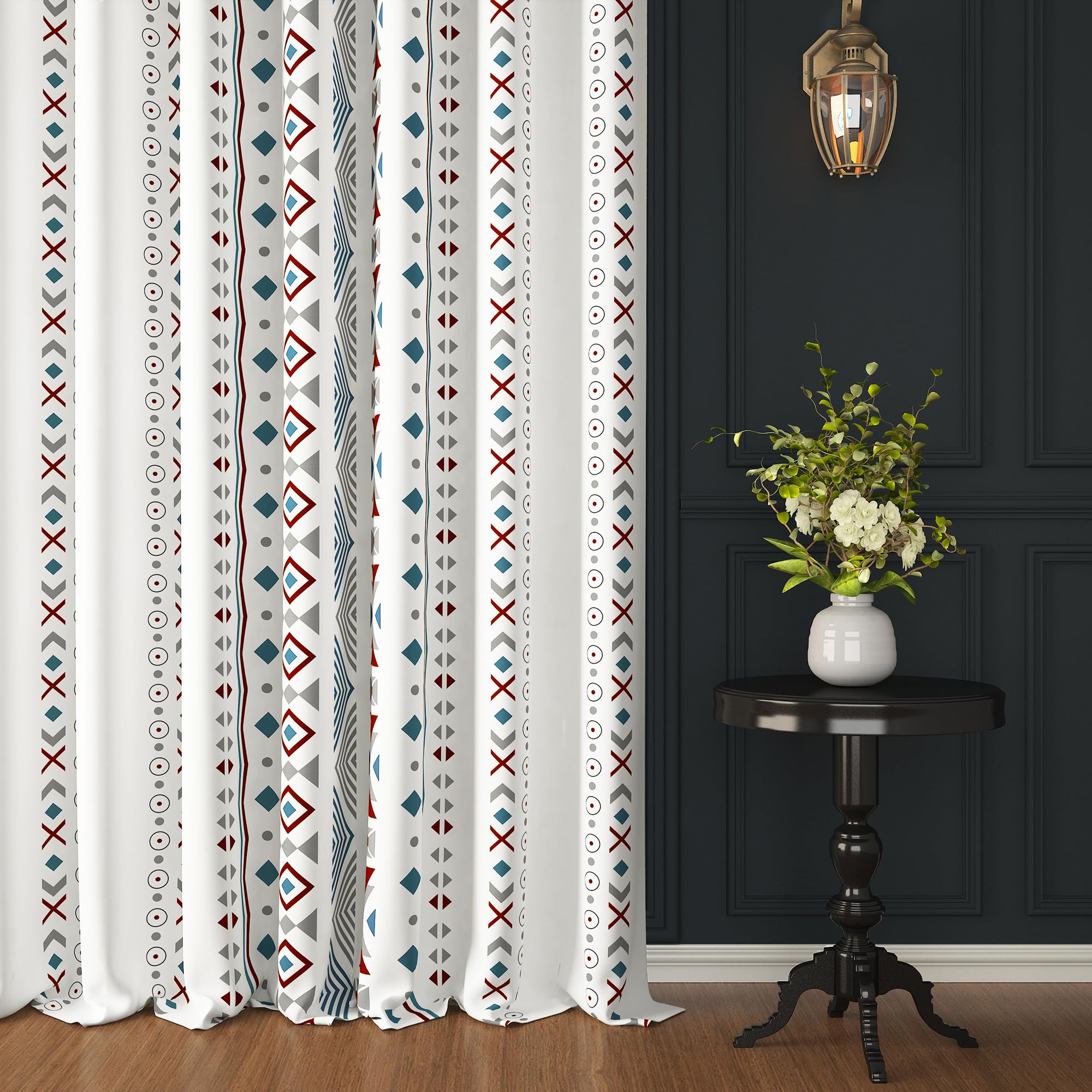 Story@Home Window Curtains 5 Feet Long 1 Piece | Bohemian Cotton Curtain | Abstract Printed | Light Filtering Curtains For Livin
