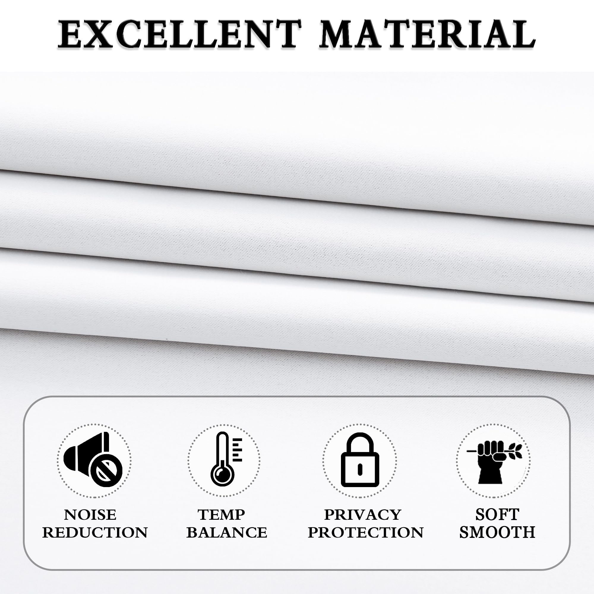 Pure White 50% Light Reducing Curtains 90 Inches Long - Room Darkening Thermal Insulated Drapes Window Treatment Curtains For Living Room Patio Door,2 Panels,W 52 X L 90 Inch