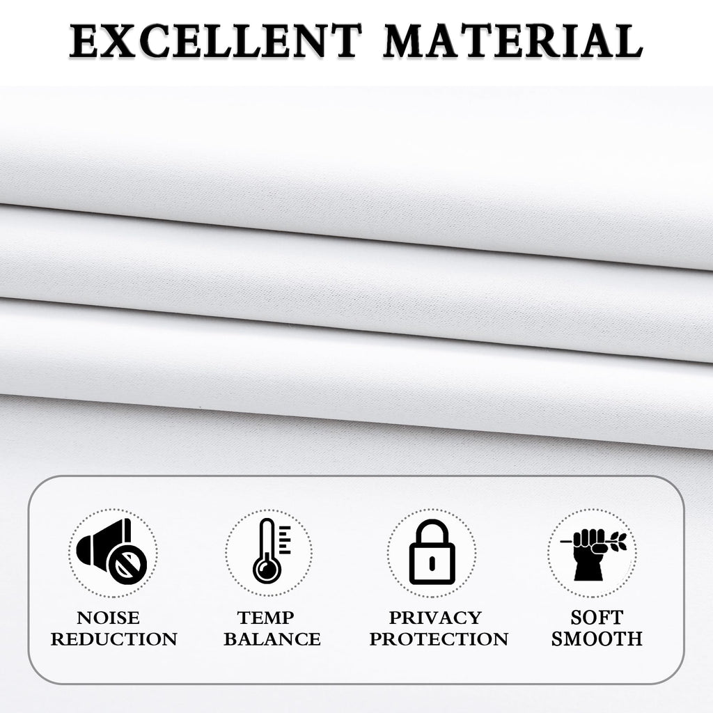 96 Inch Length Pure White Half Blackout Curtains For Bedroom - Rod Pockt Top Thermal Insulated Window Treatment Drapes For Living Room,2 Panels W 42 X L 96,2 Panels