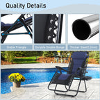 Phi Villa Set Of 2 Padded Zero Gravity Lounge Chair Oversized Folding Patio Recliner With Adjustable Headrest & Cup Holder, Support 350 Lbs(Blue)