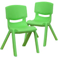 2 Pack Green Plastic Stackable School Chair with 12 Seat Height