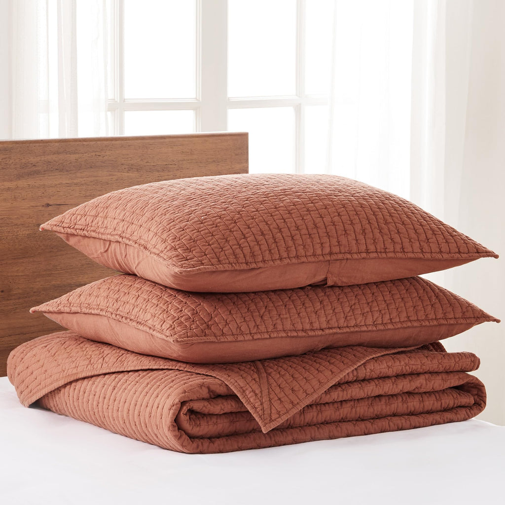 Levtex Home - Cross Stitch Adobe Bedspread Set - Twin Quilted Bedspread And One Standard Sham - Cross Stitch Pattern - Bedspread