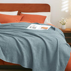 Phf 100% Cotton Waffle Weave Blanket Twin Size 66'X90'-Lightweight Washed Soft Breathable Blanket For All Season-Perfect Blank