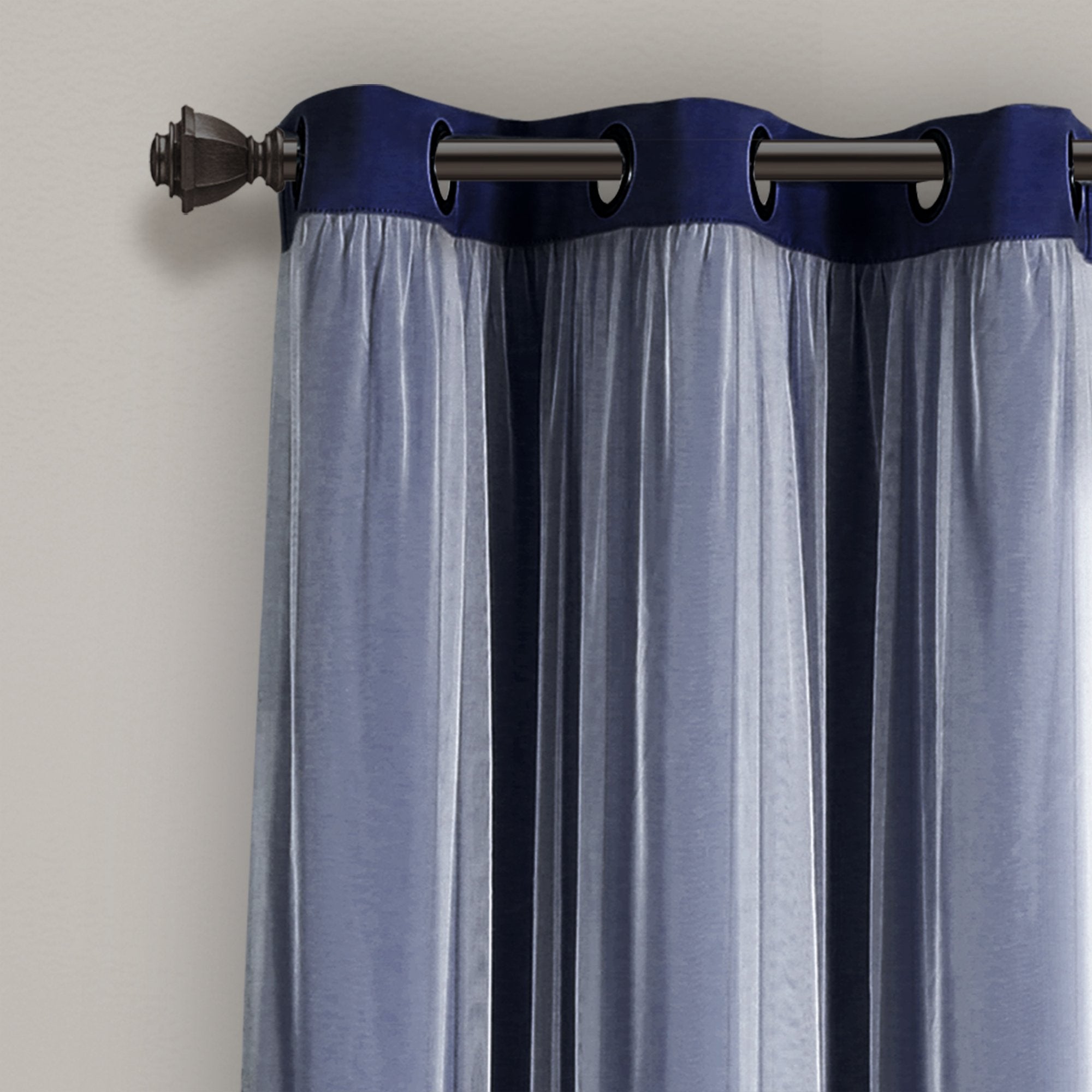 Lush Decor Sheer Grommet Curtains With Insulated Blackout Lining, Window Curtain Panels, Pair, 38''W X 84''L, Navy - Curtain Wit