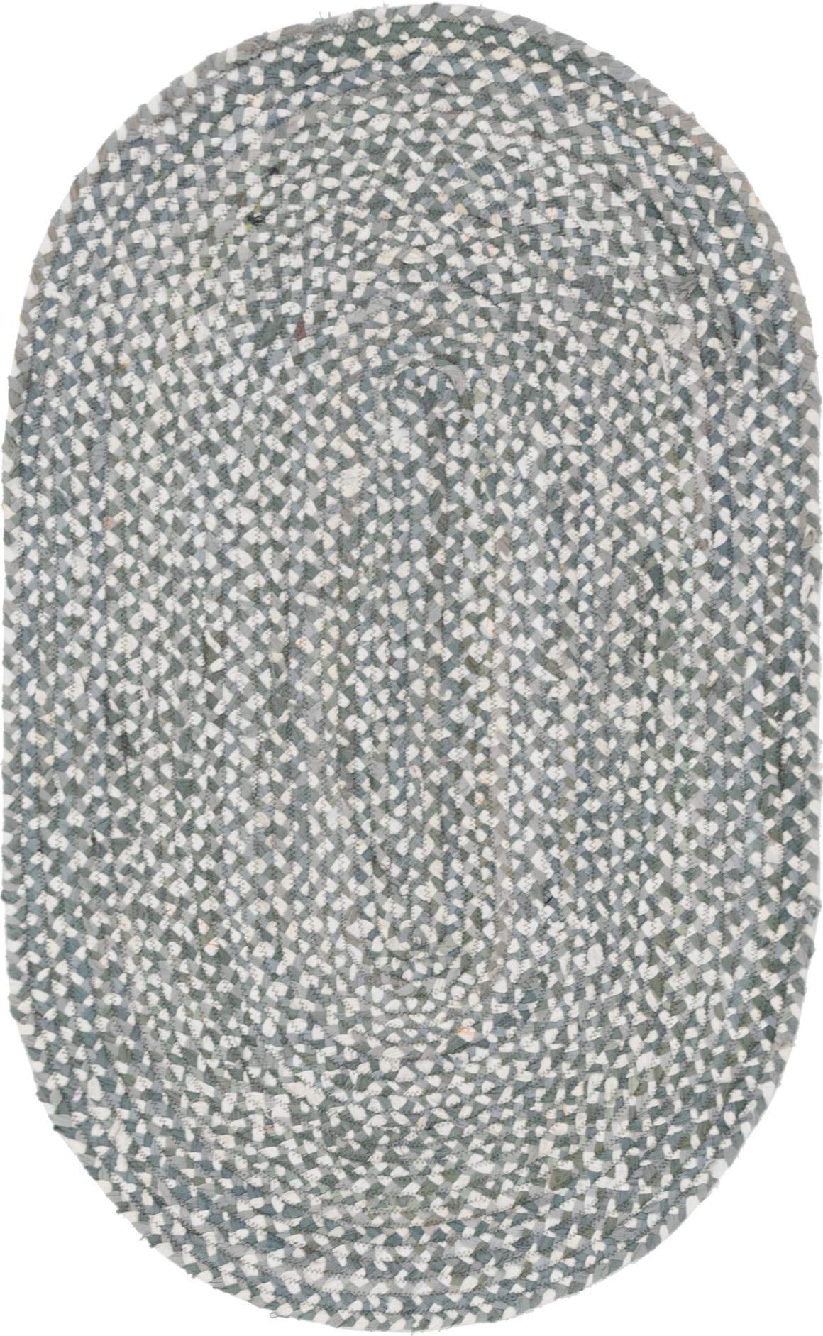 Unique Loom Braided Chindi Collection Area Rug - Layer (3 3 x 5 1 Oval, Gray/ Ivory)