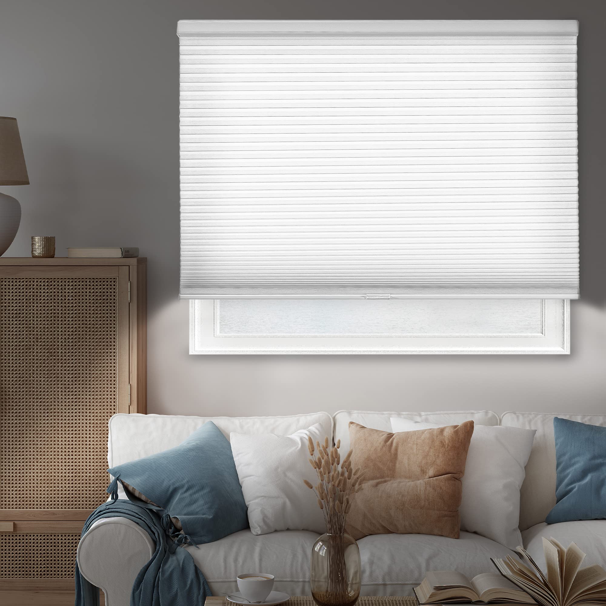 CHICOLOGY Cordless Cellular Shades Privacy Single Cell Window Blind, 31W X 48H, Evening Mist