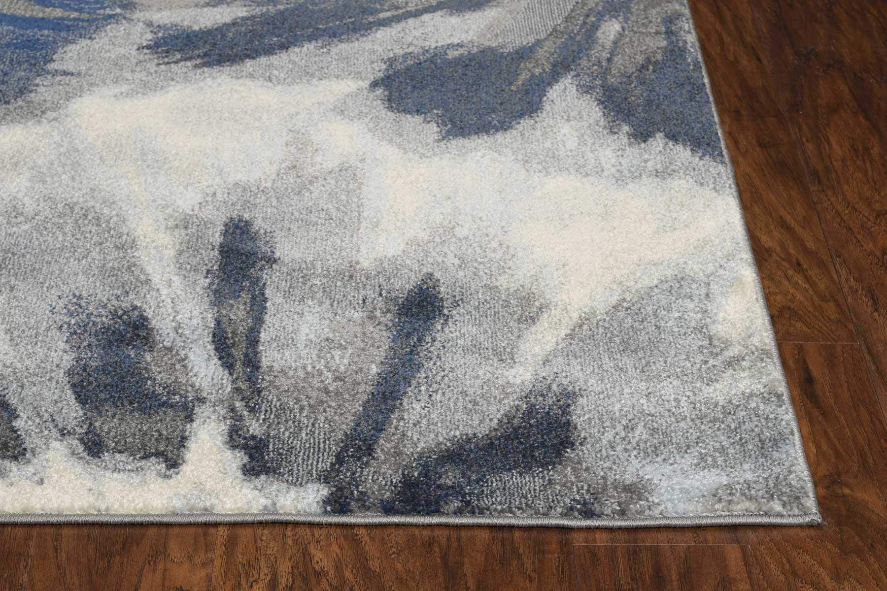 HomeRoots 3'X5' Ivory Blue Machine Woven Oversized Floral Indoor Area Rug