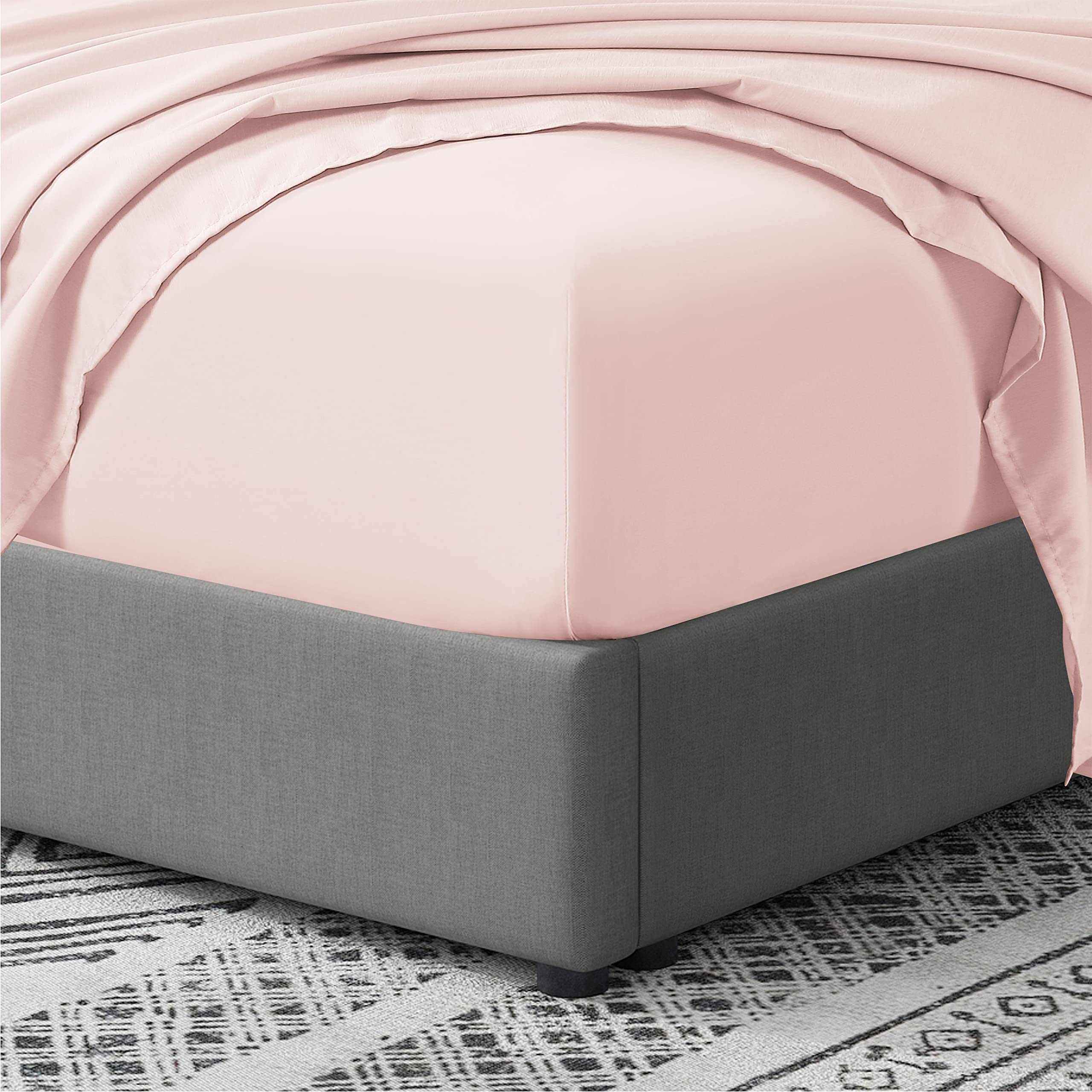 Cathay Home King Fitted Sheet - Double Brushed Ultra Soft - Wrinkle & Fade Resistant - 21' Extra Deep Pocket Fitted Sheet Only - Good Fit For 19'-23' Deep Mattress (King, Blush)
