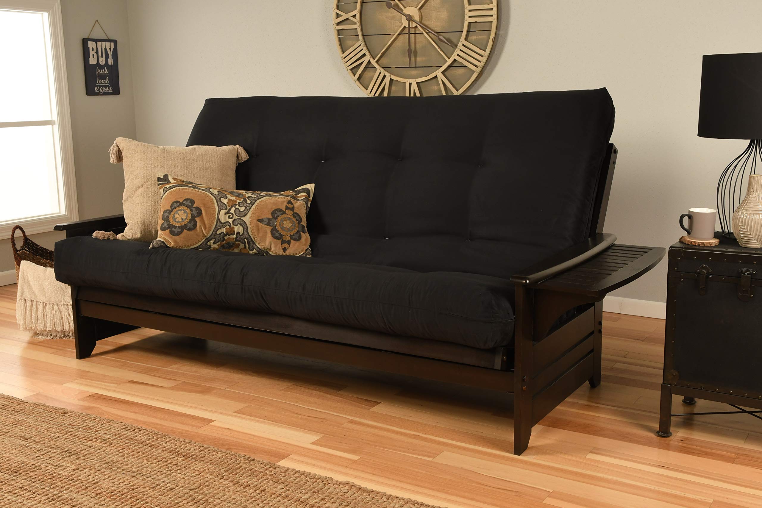 Kodiak Furniture Phoenix Queen Futon Set, Suede Black Mattress