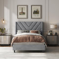 Yaheetech Twin Bed Frame Upholstered Platform Bed with Wing Side/Wooden Slat Support/Tufted Headboard with Wing Side/Mattress Fo
