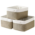 TheWarmHome Storage Basket for Organizing - 16x12x8 inch Large 3 Pack Collapsible Storage Bin for Shelves with Handles, Fabric S