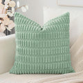 Otostar Corduroy Decorative Throw Pillow Covers 20X20 Inch Super Soft Boho Striped Square Pillow Covers Case Modern Cushion Covers For Sofa Couch Bedroom Car Decor Aqua Green