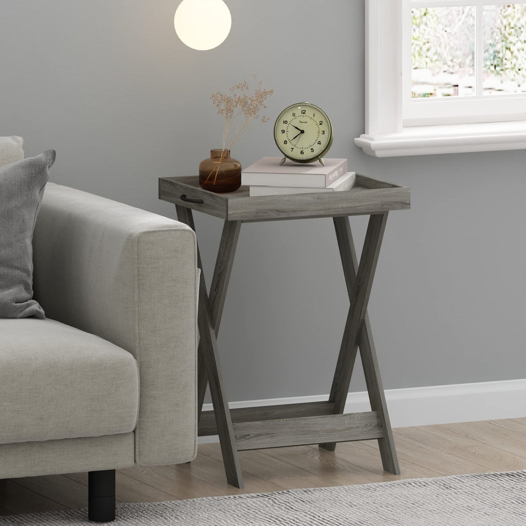 Furinno Classic Tray Table with Removable Tray, French Oak