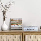 Jetec Wooden Decor Sign - Four-Sided Inspirational Block, 'Blessed', 'Gather', 'Thankful', 'Grateful', Rustic Farmhouse Style, 1