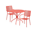Flash Furniture Oia Commercial Grade 35.25 Round White Indoor-Outdoor Steel Patio Table Set with 4 Square Back Chairs
