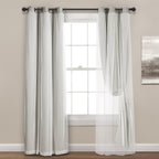 Lush Decor Sheer Grommet Curtains With Insulated Blackout Lining, Window Curtain Panels, Pair, 38''W X 84''L, Light Gray - Curta