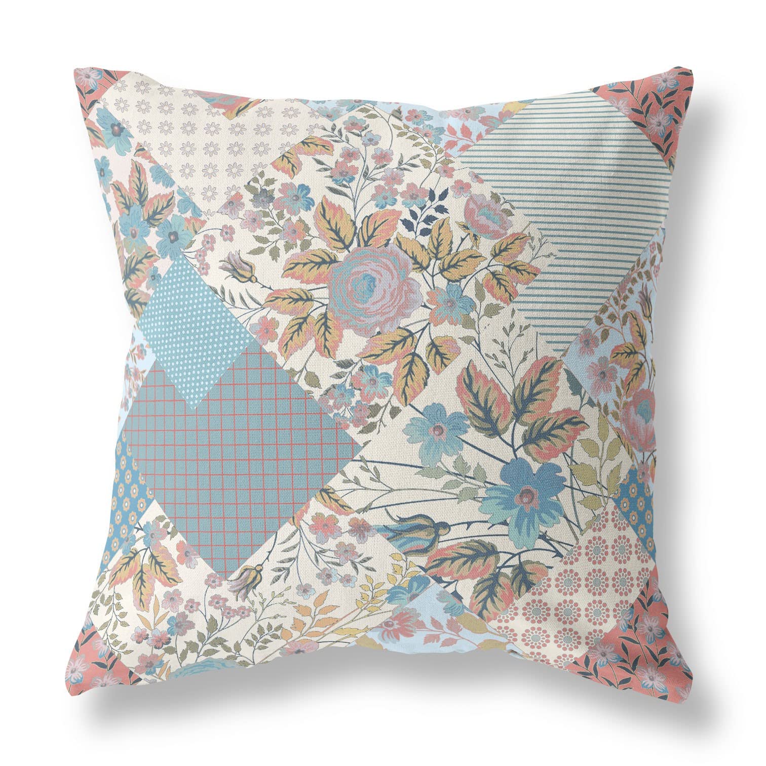 HomeRoots Gold Cream Peach Broadcloth Gold Peach Boho Floral Indoor Outdoor Throw Pillow