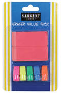 Sargent Art 36-1014 Combo Pack With 2 Pink Erasers And 5 Cap Erasers