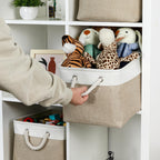 Temary Fabric Storage Baskets 4Pack Storage Bins Decorative Basket For Gift, Clothes Bin With Rope Handle, Rectangle Baskets For