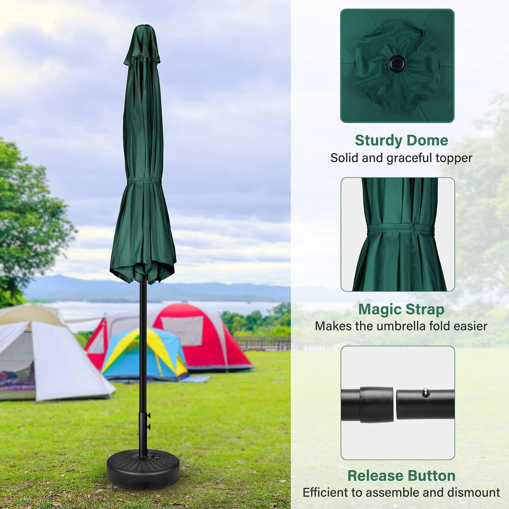 Simple Deluxe 2 Pack 9Ft Outdoor Patio Umbrella Table Market Umbrella With Push Button Tilt And Crank, 8 Sturdy Ribs, Uv Protection Waterproof For Garden, Lawn, Deck, Backyard, Pool, Green