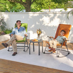 Timber Ridge High Back Oversized Folding Rocking Camping Chair, Padded Outdoor Rocker, Portable Outdoor Chair For Patio, Garden, Lawn, Supports Up To 400 Lbs, Orange