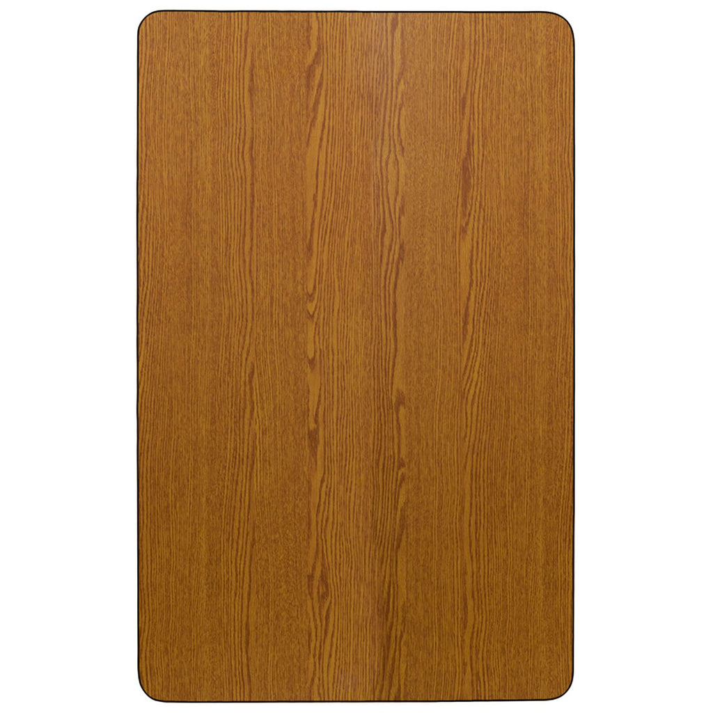 Flash Furniture Wren Mobile 30''W X 48''L Rectangular Oak Thermal Laminate Activity Table - Height Adjustable Short Legs