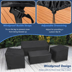 Startwo Patio Furniture Covers, 4 Piece Heavy Duty Waterproof Outdoor Furniture Cover Set For Rattan Wicker Couch Chairs,Windproof Buckle Strap,Black