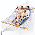Everyfun Double Hammock with Spreader Bar,Soft Pillow,Max Load 500lbs,Portable Hammock for Outdoor,Camping,and Backyard,White Gr