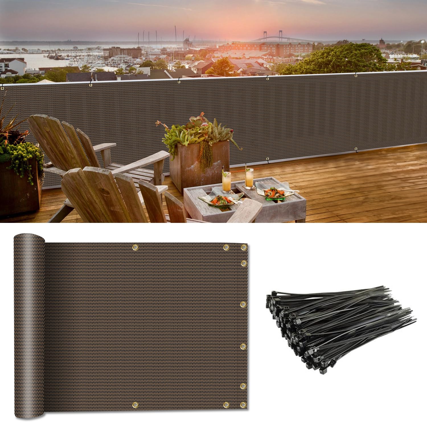 Coarbor 3'X232' Balcony Privacy Fence Screen Mesh Balcony Cover For Balcony Porch Verandah Deck Terrace Patio Backyard Railing 1